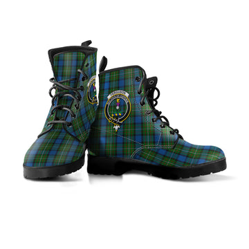 Ferguson of Atholl Tartan Leather Boots with Family Crest