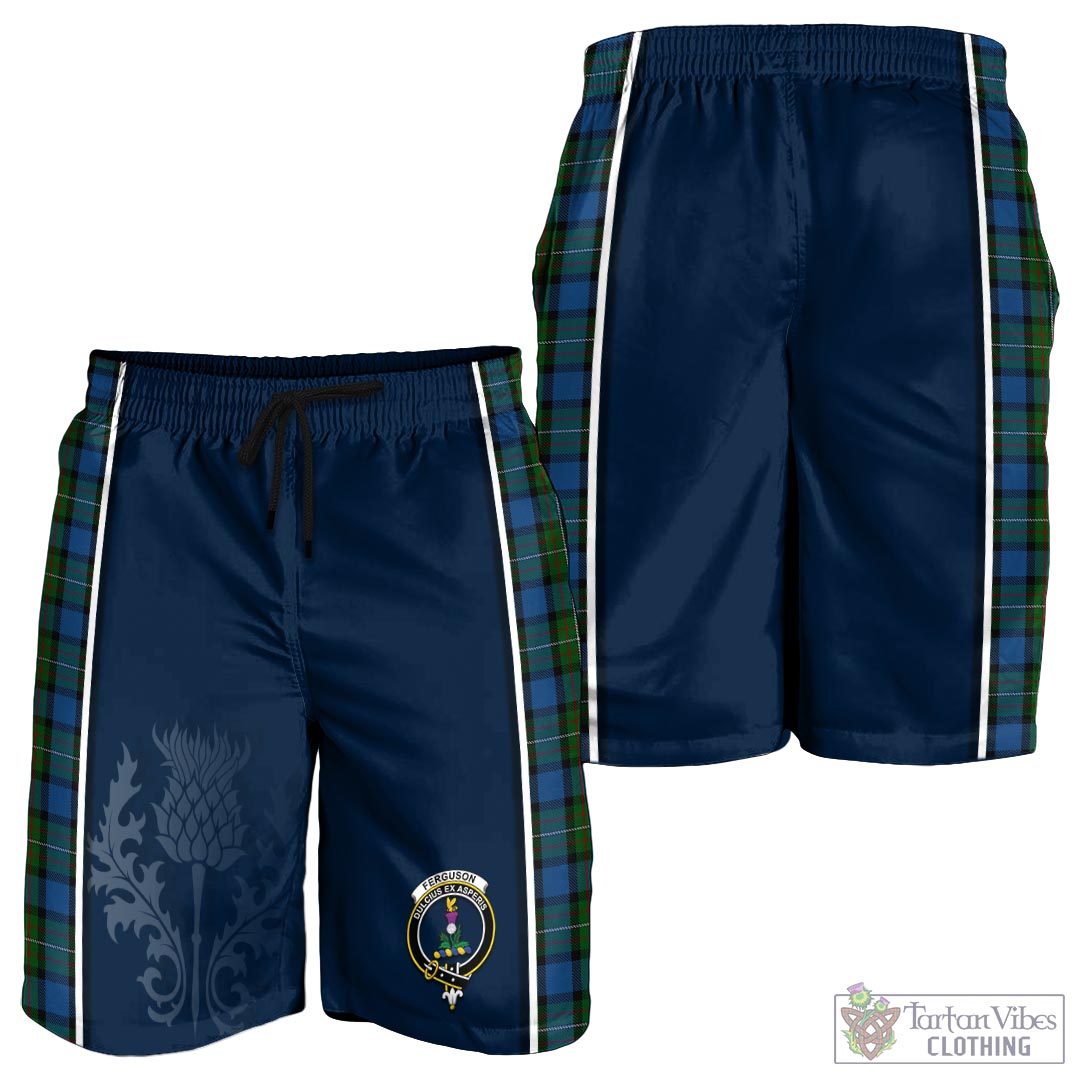 Tartan Vibes Clothing Ferguson of Atholl Tartan Men's Shorts with Family Crest and Scottish Thistle Vibes Sport Style