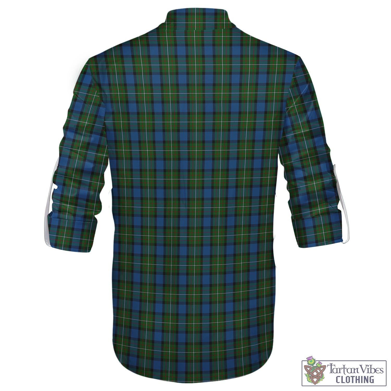 Tartan Vibes Clothing Ferguson of Atholl Tartan Men's Scottish Traditional Jacobite Ghillie Kilt Shirt with Family Crest
