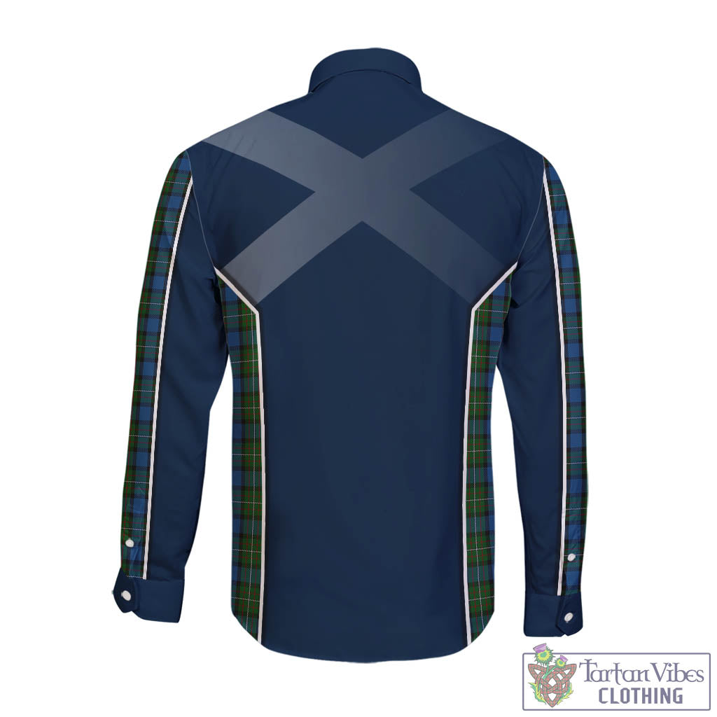 Tartan Vibes Clothing Ferguson of Atholl Tartan Long Sleeve Button Up Shirt with Family Crest and Scottish Thistle Vibes Sport Style