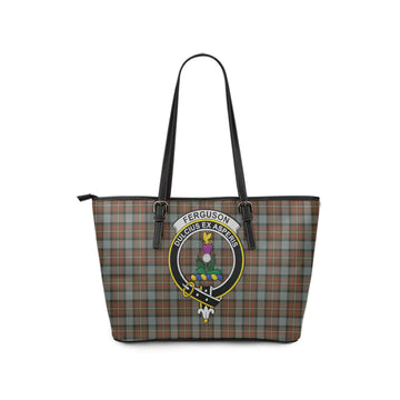 Ferguson Weathered Tartan Leather Tote Bag with Family Crest