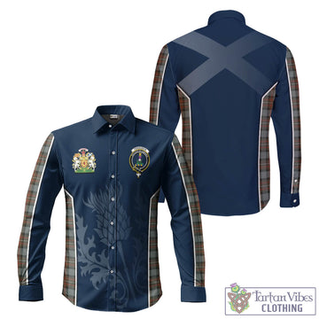 Ferguson Weathered Tartan Long Sleeve Button Up Shirt with Family Crest and Scottish Thistle Vibes Sport Style