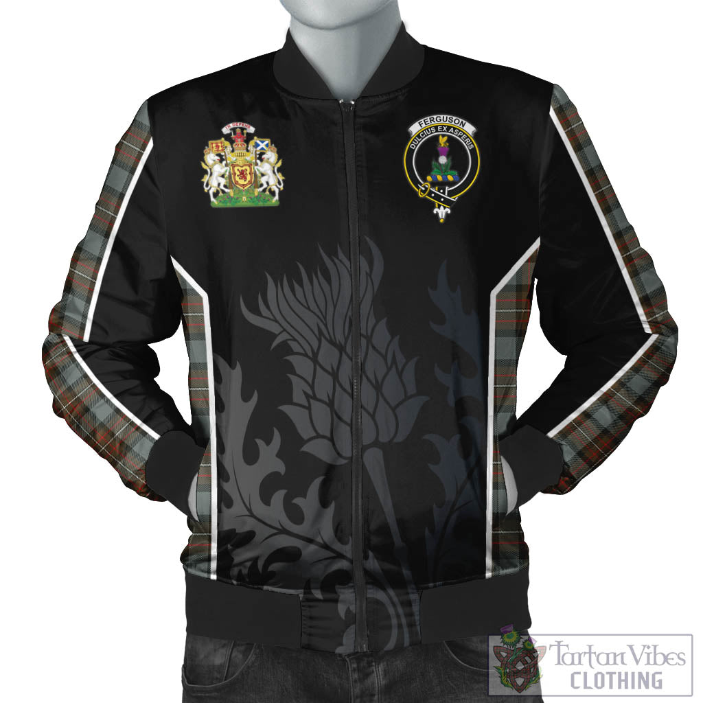 Tartan Vibes Clothing Ferguson Weathered Tartan Bomber Jacket with Family Crest and Scottish Thistle Vibes Sport Style