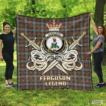 Ferguson Weathered Tartan Quilt with Clan Crest and the Golden Sword of Courageous Legacy
