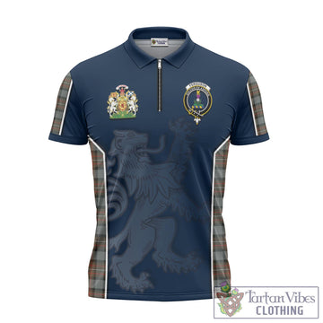 Ferguson Weathered Tartan Zipper Polo Shirt with Family Crest and Lion Rampant Vibes Sport Style