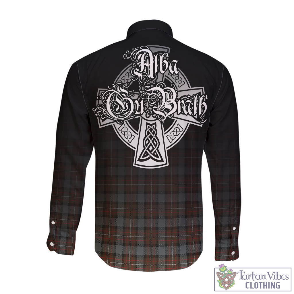 Tartan Vibes Clothing Ferguson Weathered Tartan Long Sleeve Button Up Featuring Alba Gu Brath Family Crest Celtic Inspired