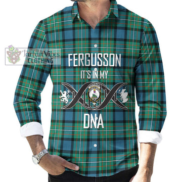 Tartan Vibes Clothing Fergusson Ancient #2 Tartan Long Sleeve Button Shirt with Family Crest DNA In Me Style