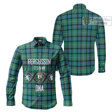 Tartan Vibes Clothing Fergusson Ancient #2 Tartan Long Sleeve Button Shirt with Family Crest DNA In Me Style