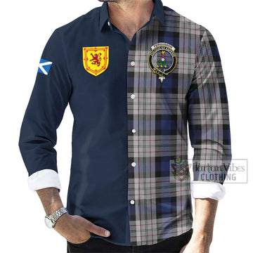 Tartan Vibes Clothing Fergusson Dress Tartan Long Sleeve Button Shirt with Scottish Lion Royal Arm Half Style