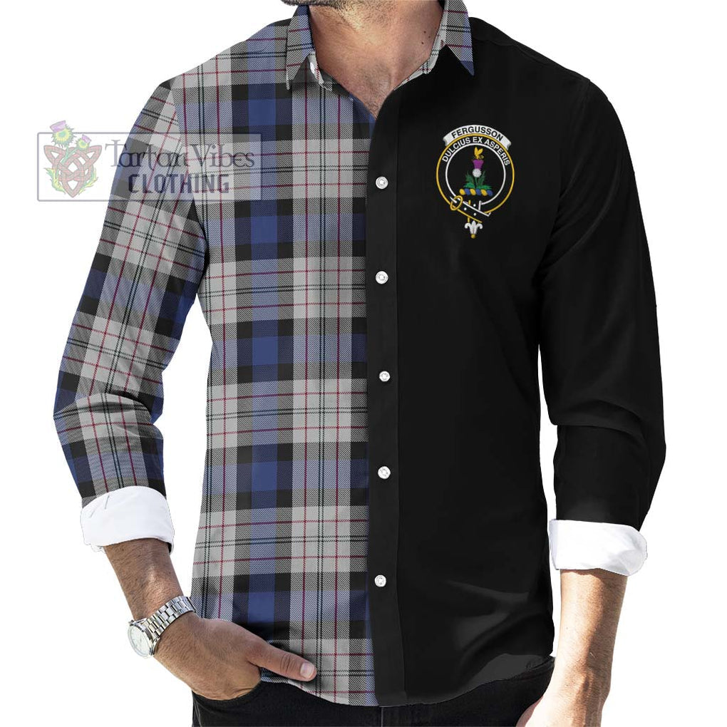 Fergusson Dress Tartan Long Sleeve Button Shirt with Family Crest and Half Of Me Style - Tartanvibesclothing Shop