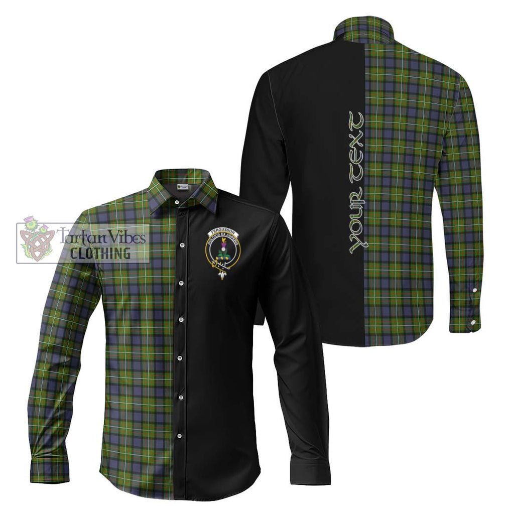 Fergusson Modern Tartan Long Sleeve Button Shirt with Family Crest and Half Of Me Style Men's Shirt S - Tartanvibesclothing Shop