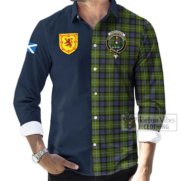 Tartan Vibes Clothing Fergusson Modern Tartan Long Sleeve Button Shirt with Scottish Lion Royal Arm Half Style