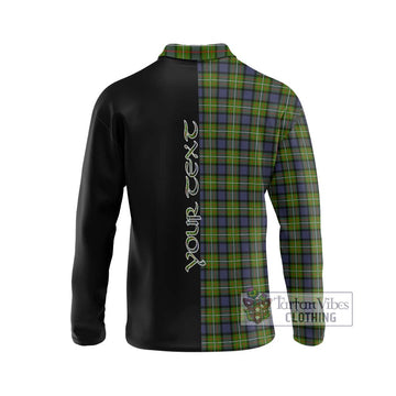 Fergusson Modern Tartan Long Sleeve Polo Shirt with Family Crest and Half Of Me Style - Tartanvibesclothing Shop