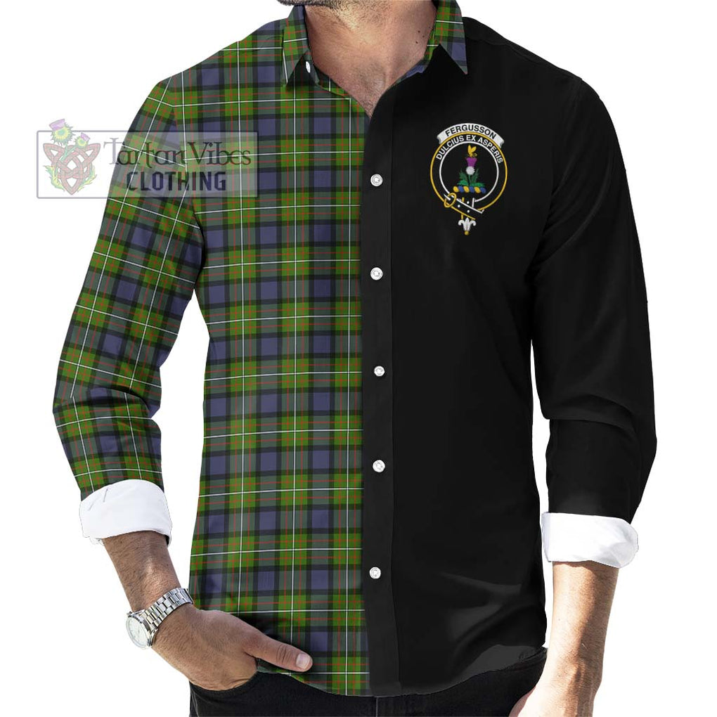 Fergusson Modern Tartan Long Sleeve Button Shirt with Family Crest and Half Of Me Style - Tartanvibesclothing Shop