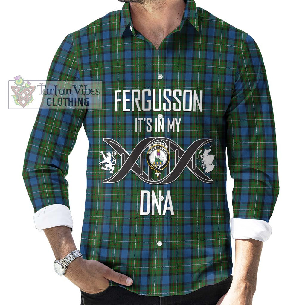 Fergusson of Atholl Tartan Long Sleeve Button Shirt with Family Crest DNA In Me Style Men's Shirt S - Tartanvibesclothing Shop