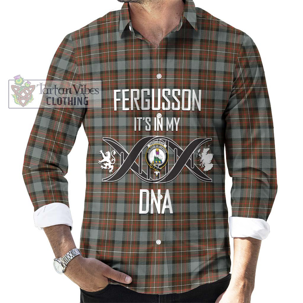 Fergusson Weathered Tartan Long Sleeve Button Shirt with Family Crest DNA In Me Style Men's Shirt S - Tartanvibesclothing Shop