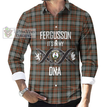 Fergusson Weathered Tartan Long Sleeve Button Shirt with Family Crest DNA In Me Style Men's Shirt S - Tartanvibesclothing Shop