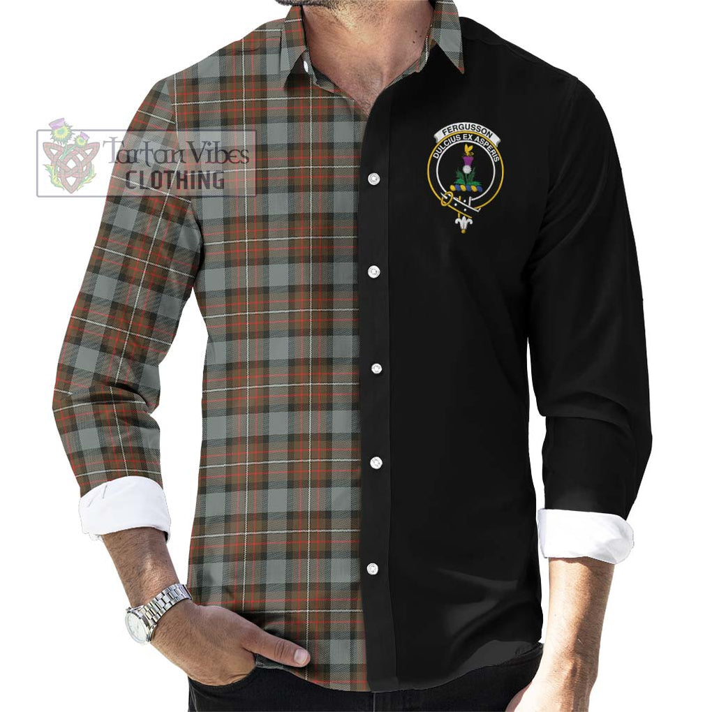 Fergusson Weathered Tartan Long Sleeve Button Shirt with Family Crest and Half Of Me Style - Tartanvibesclothing Shop