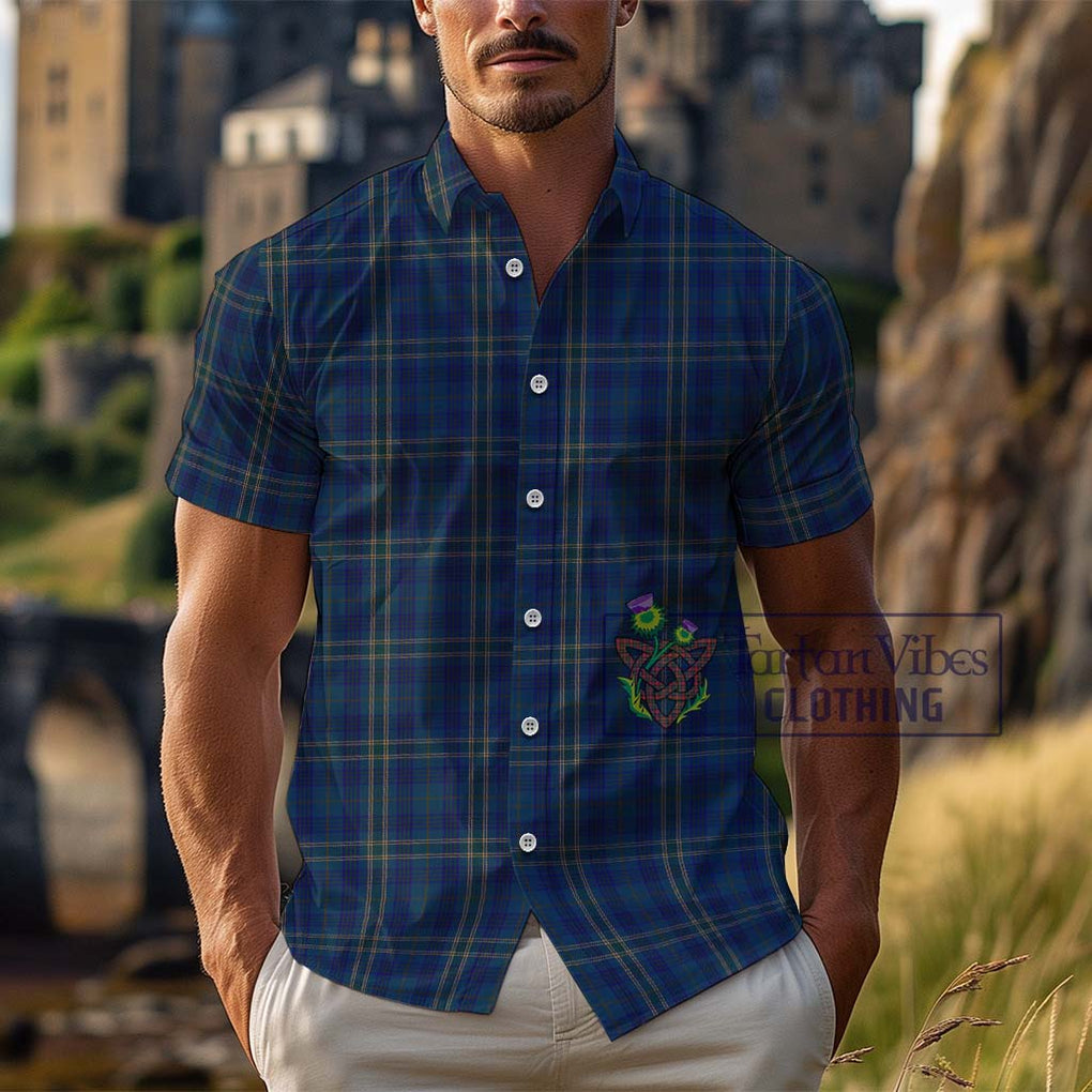 Fermanagh County Ireland Tartan Cotton Hawaiian Shirt Adult - Tartanvibesclothing Shop