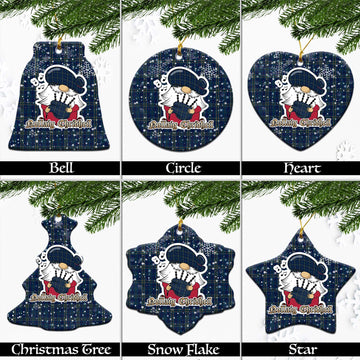 Fermanagh County Ireland Tartan Christmas Ornaments with Scottish Gnome Playing Bagpipes