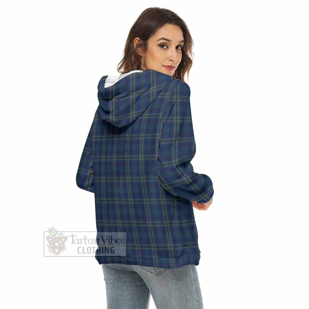 Tartan Vibes Clothing Fermanagh County Ireland Tartan Women's Borg  Half Zip Fleece Hoodie
