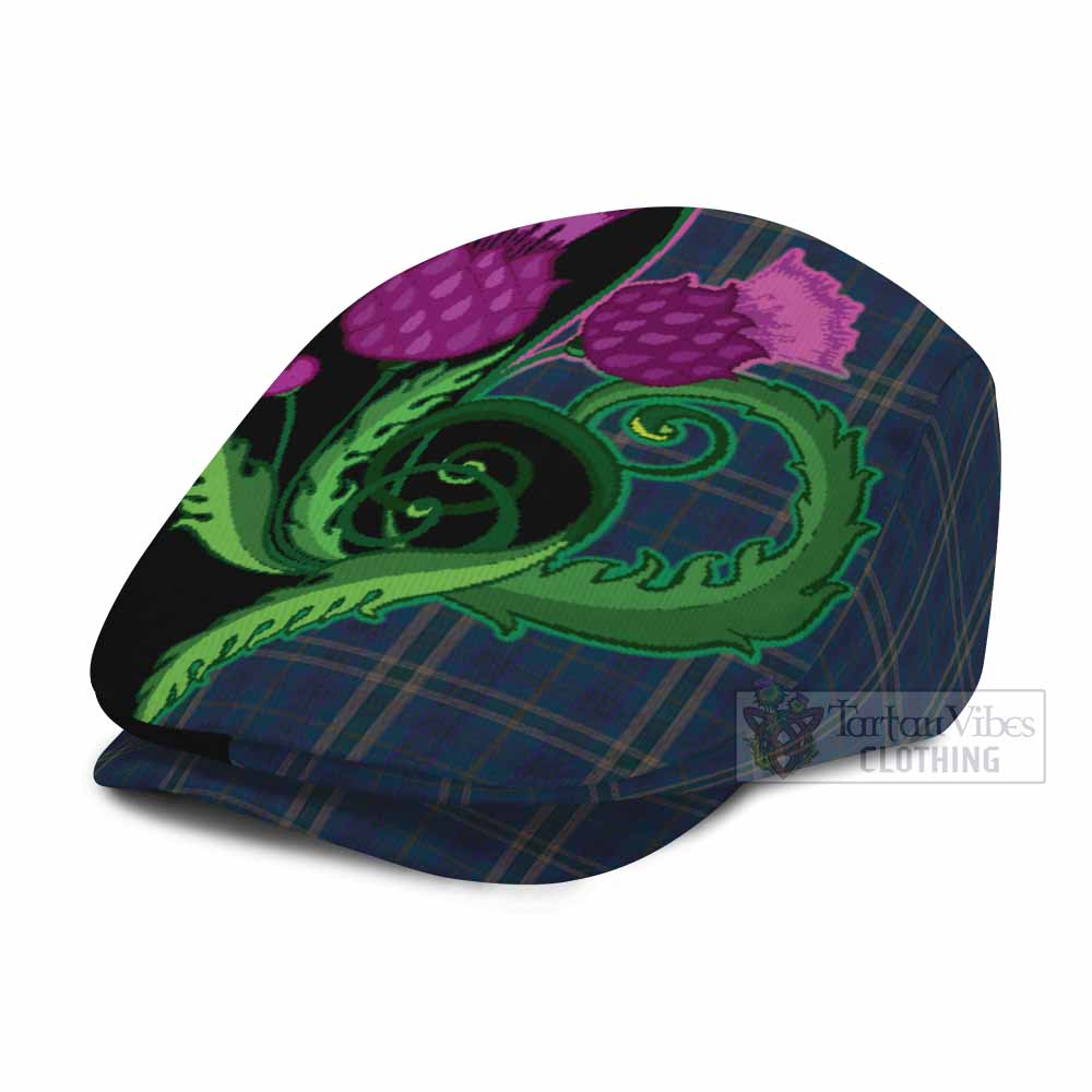 Fermanagh County Ireland Tartan Flat Cap, Jeff Cap Traditional Scottish Thistle
