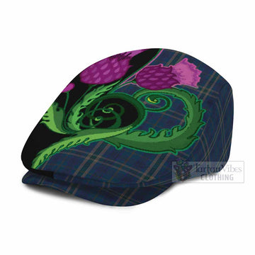 Fermanagh County Ireland Tartan Flat Cap, Jeff Cap Traditional Scottish Thistle