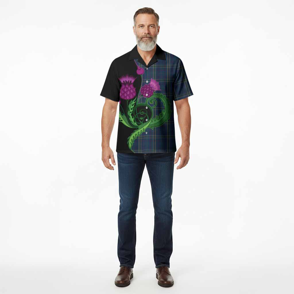 Fermanagh County Ireland Tartan Hawaiian Shirt Traditional Scottish Thistle