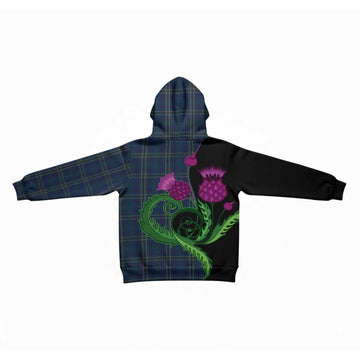 Fermanagh County Ireland Tartan Kid Hoodie Traditional Scottish Thistle