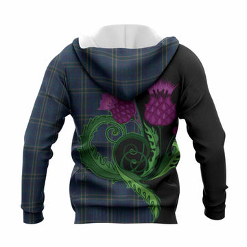 Fermanagh County Ireland Tartan Knitted Hoodie Traditional Scottish Thistle