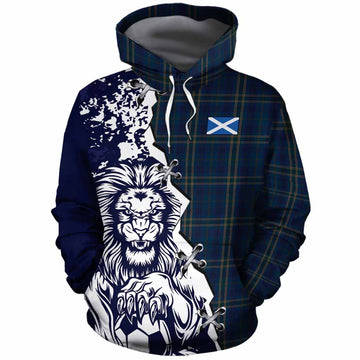 Fermanagh County Ireland Tartan Scottish Cotton Hoodie Angry Lion With Soccer Ball Style