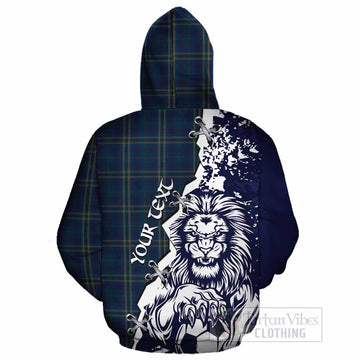 Fermanagh County Ireland Tartan Scottish Cotton Hoodie Angry Lion With Soccer Ball Style