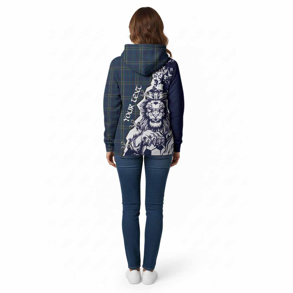 Fermanagh County Ireland Tartan Scottish Cotton Hoodie Angry Lion With Soccer Ball Style