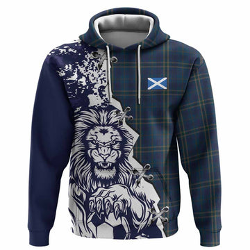 Fermanagh County Ireland Tartan Scottish Hoodie Angry Lion With Soccer Ball Style