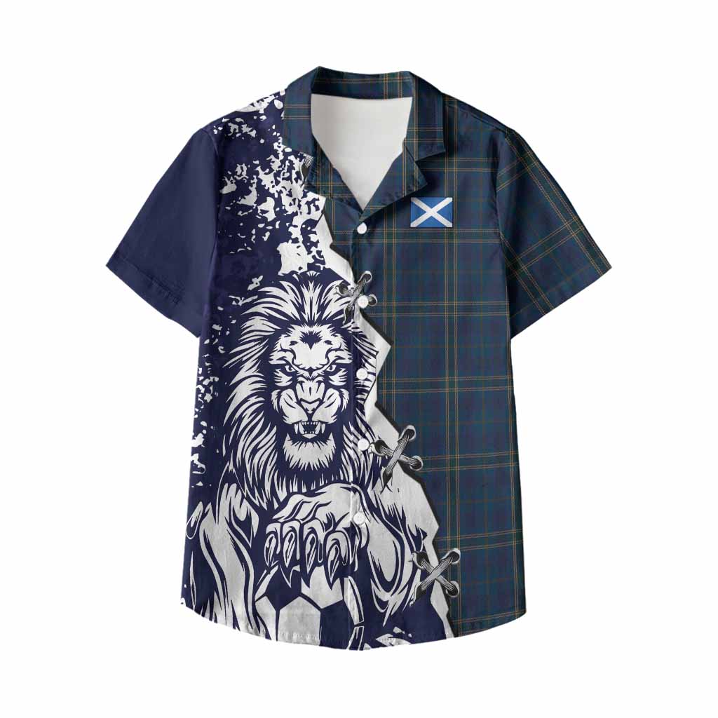 Fermanagh County Ireland Tartan Scottish Kid Hawaiian Shirt Angry Lion With Soccer Ball Style