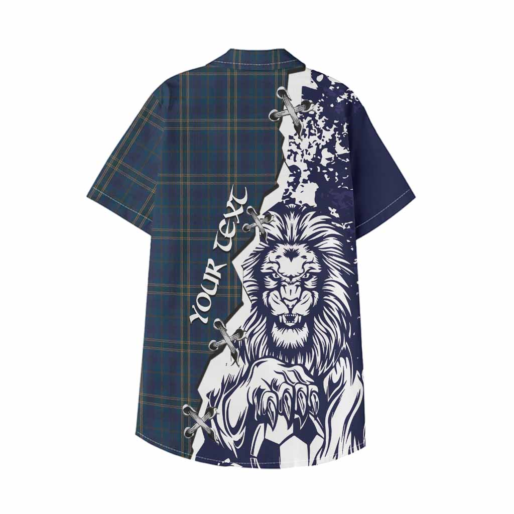 Fermanagh County Ireland Tartan Scottish Kid Hawaiian Shirt Angry Lion With Soccer Ball Style