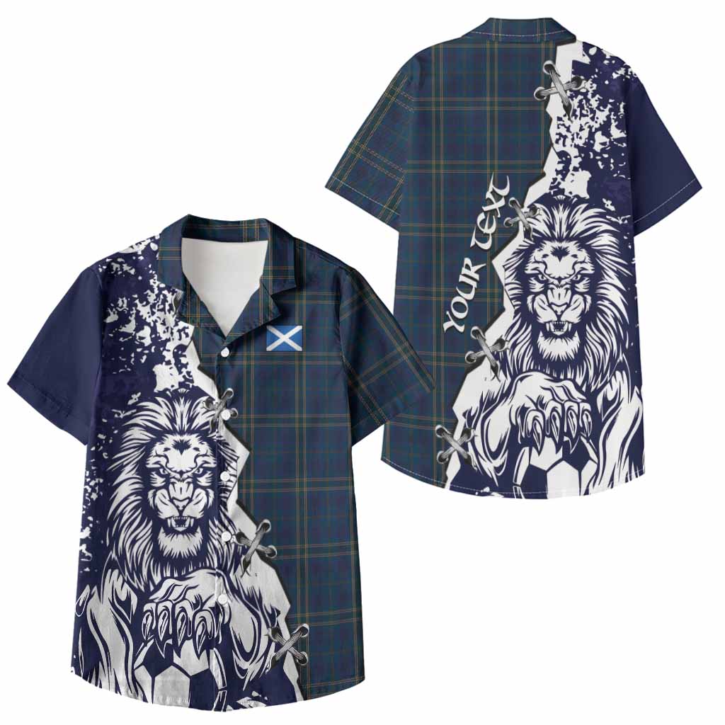 Fermanagh County Ireland Tartan Scottish Kid Hawaiian Shirt Angry Lion With Soccer Ball Style