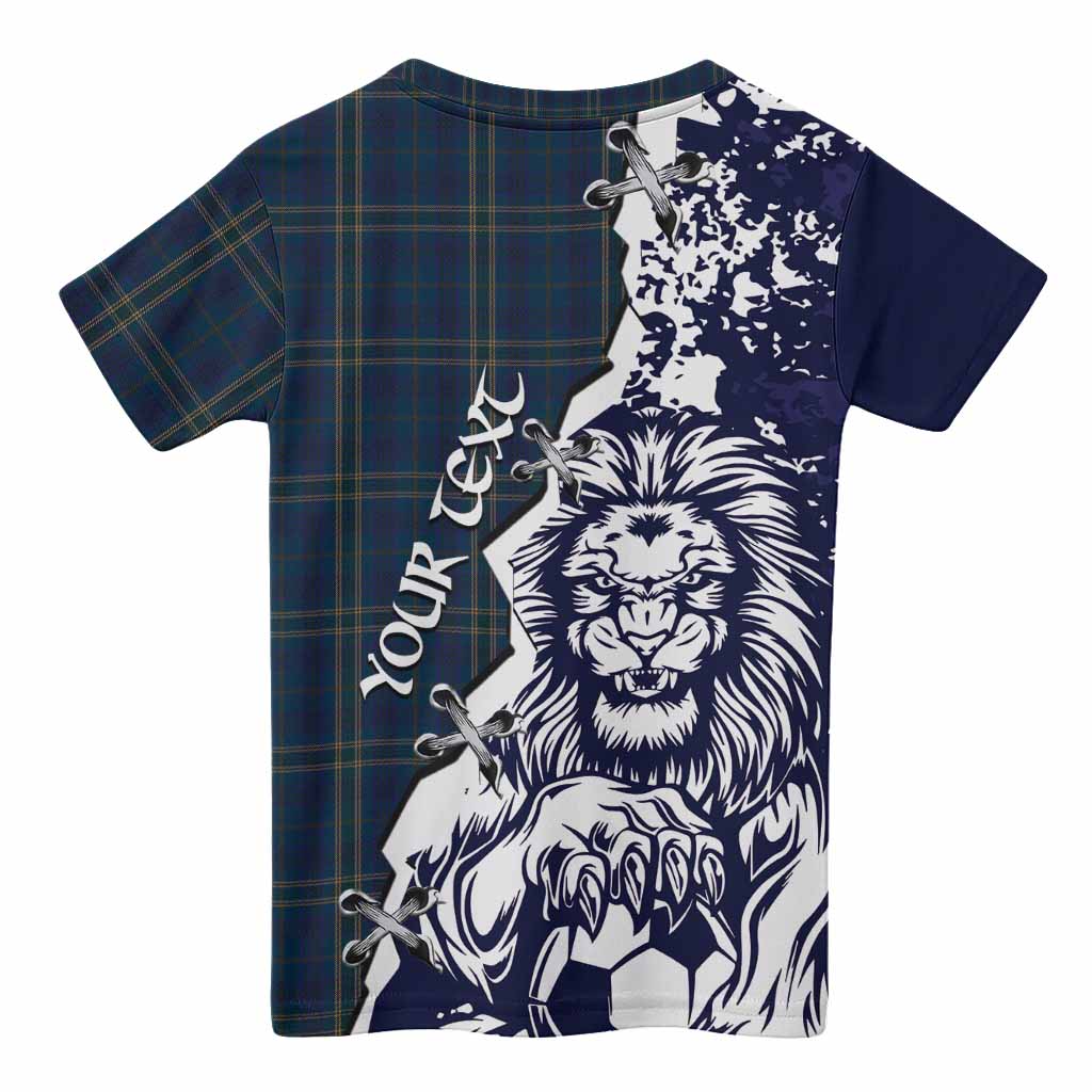 Fermanagh County Ireland Tartan Scottish Kid T-shirt Angry Lion With Soccer Ball Style