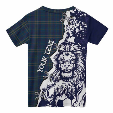 Fermanagh County Ireland Tartan Scottish Kid T-shirt Angry Lion With Soccer Ball Style