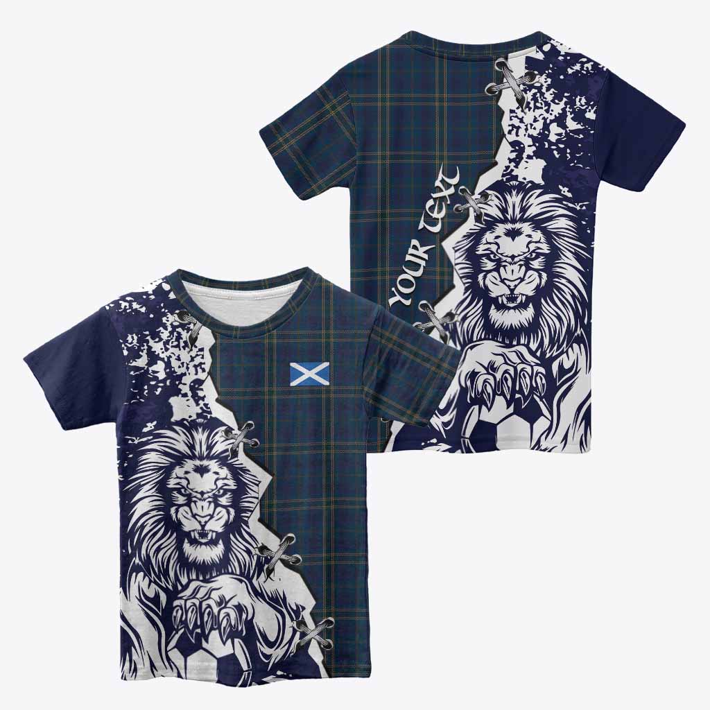 Fermanagh County Ireland Tartan Scottish Kid T-shirt Angry Lion With Soccer Ball Style