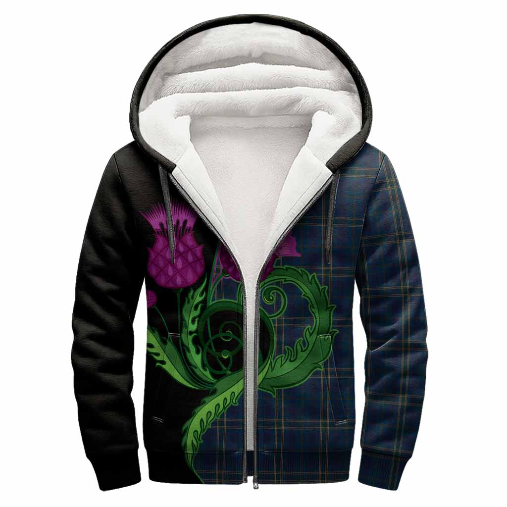 Fermanagh County Ireland Tartan Sherpa Hoodie Traditional Scottish Thistle