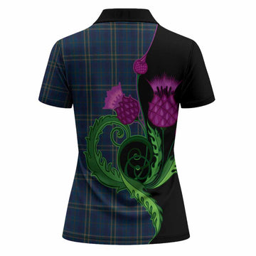 Fermanagh County Ireland Tartan Women Polo Shirt Traditional Scottish Thistle