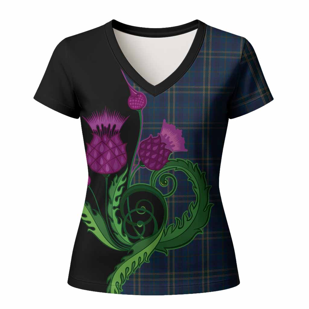 Fermanagh County Ireland Tartan Women T shirt Traditional Scottish Thistle