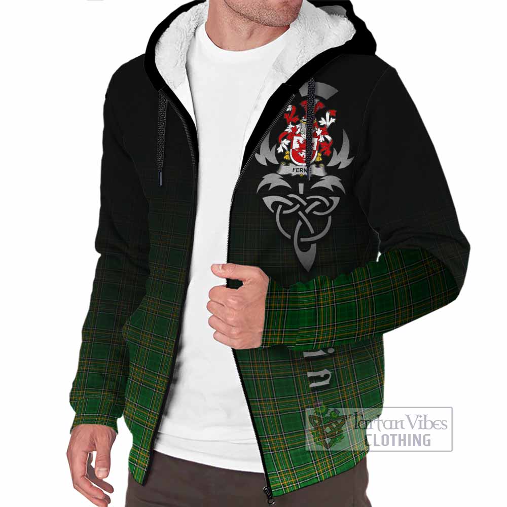 Tartan Vibes Clothing Ferne Irish Clan Sherpa Hoodie with Coat of Arms Erin Go Bragh Celtic Inspired