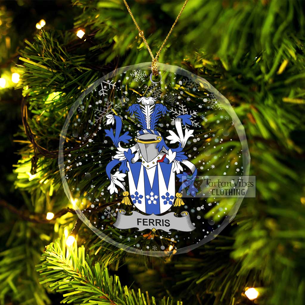 Ferris Irish Clan Christmas Glass Ornament with Coat of Arms Transparent Glass Circle - 2D-tartanvibesclothing