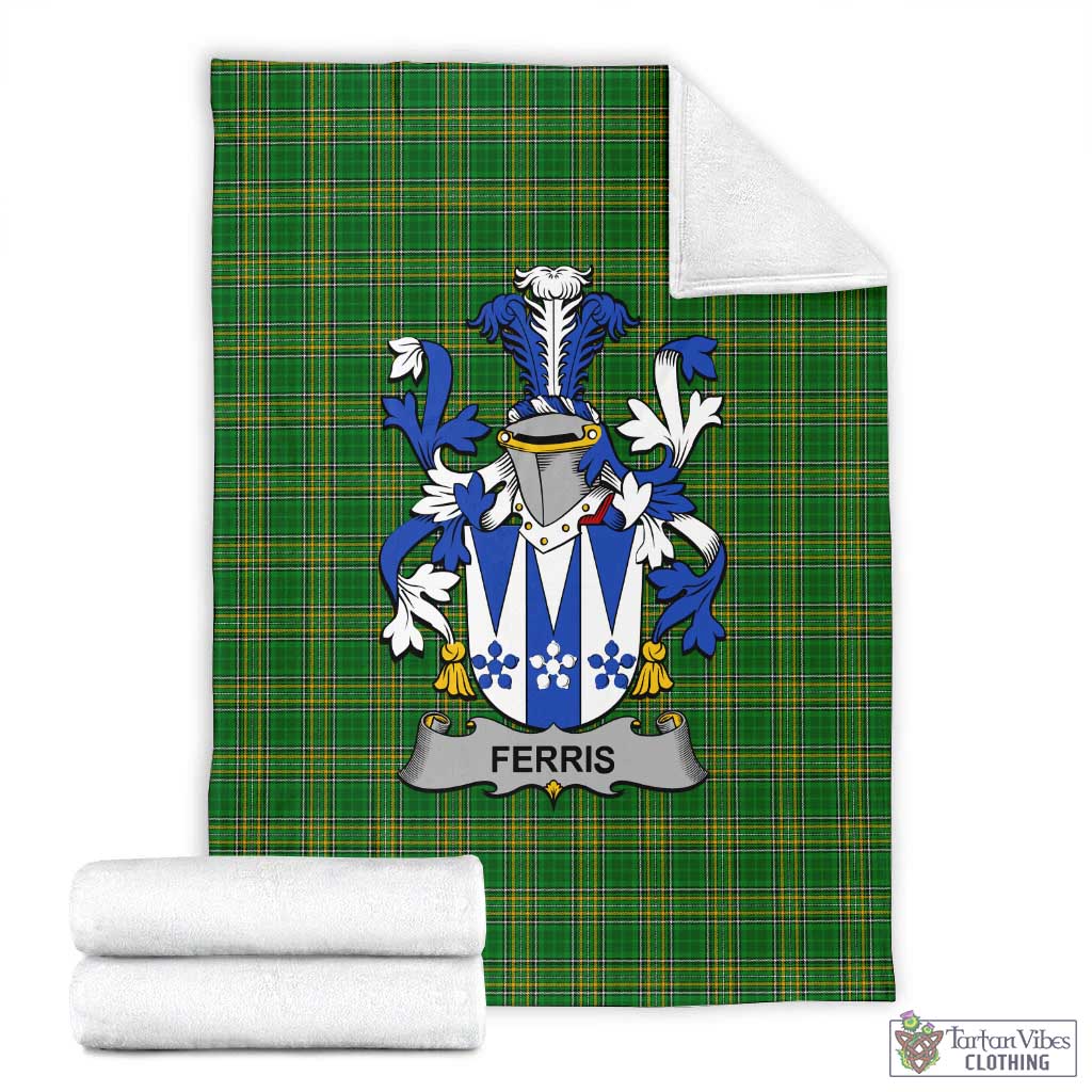 Ferris Irish Clan Tartan Blanket with Coat of Arms X-Large 59 x 79 inches 150 x 200 cm - Tartan Vibes Clothing