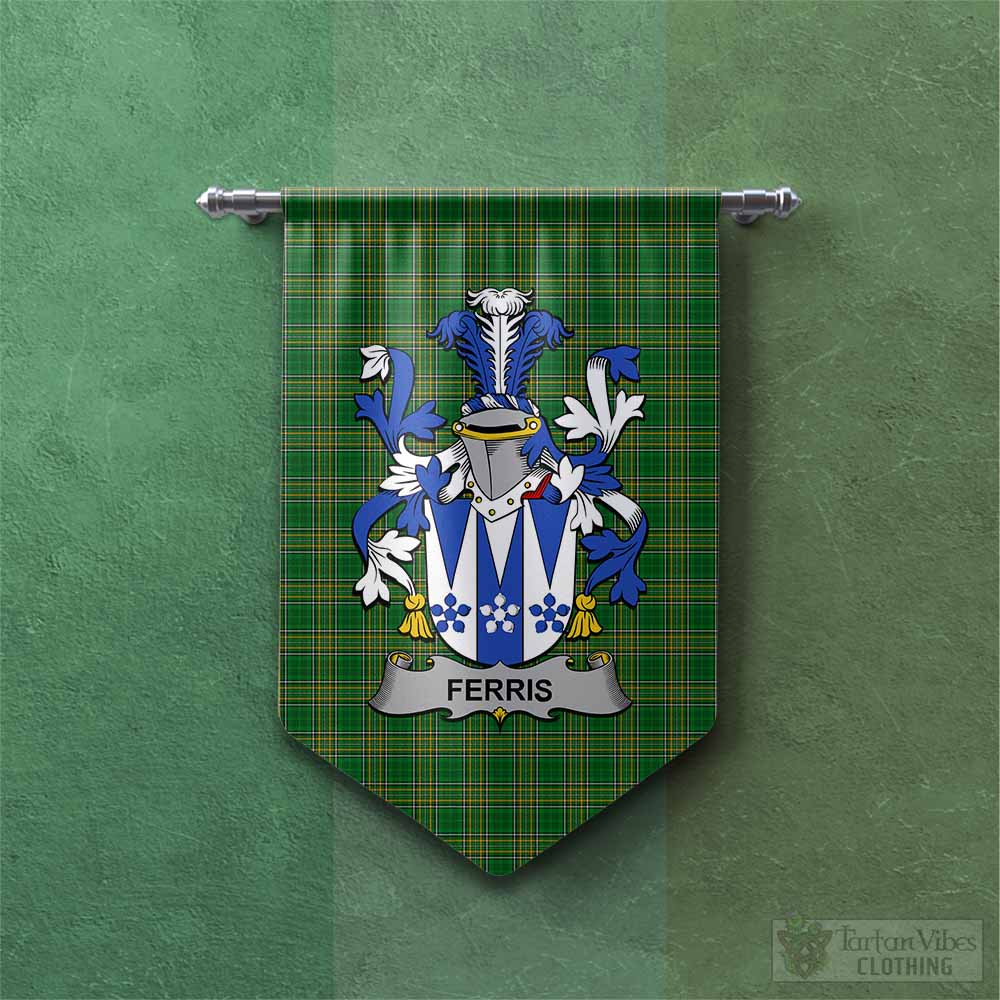 Tartan Vibes Clothing Ferris Irish Clan Tartan Gonfalon, Tartan Banner with Coat of Arms