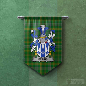 Ferris Irish Clan Tartan Gonfalon, Tartan Banner with Coat of Arms