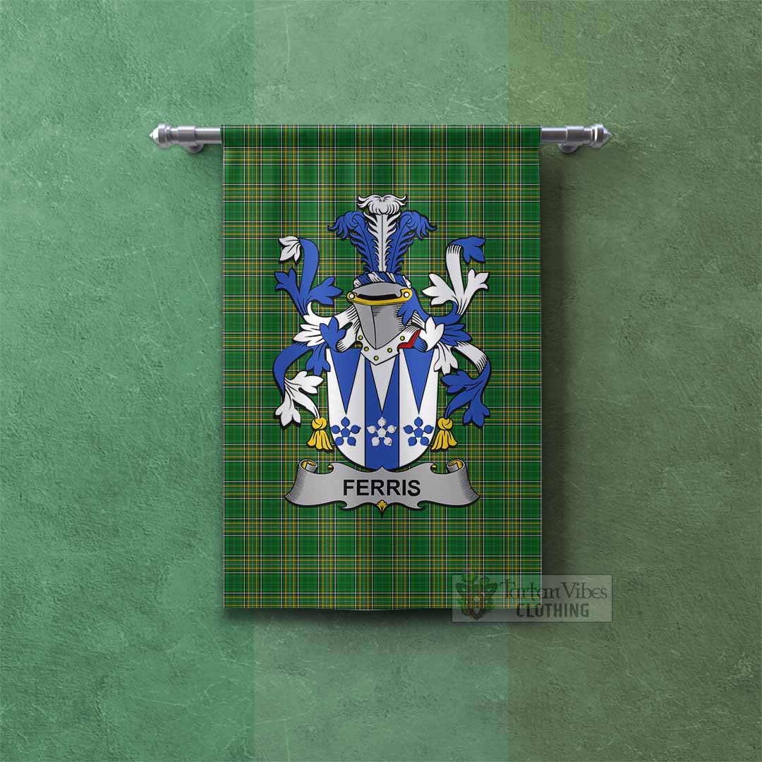 Tartan Vibes Clothing Ferris Irish Clan Tartan Gonfalon, Tartan Banner with Coat of Arms