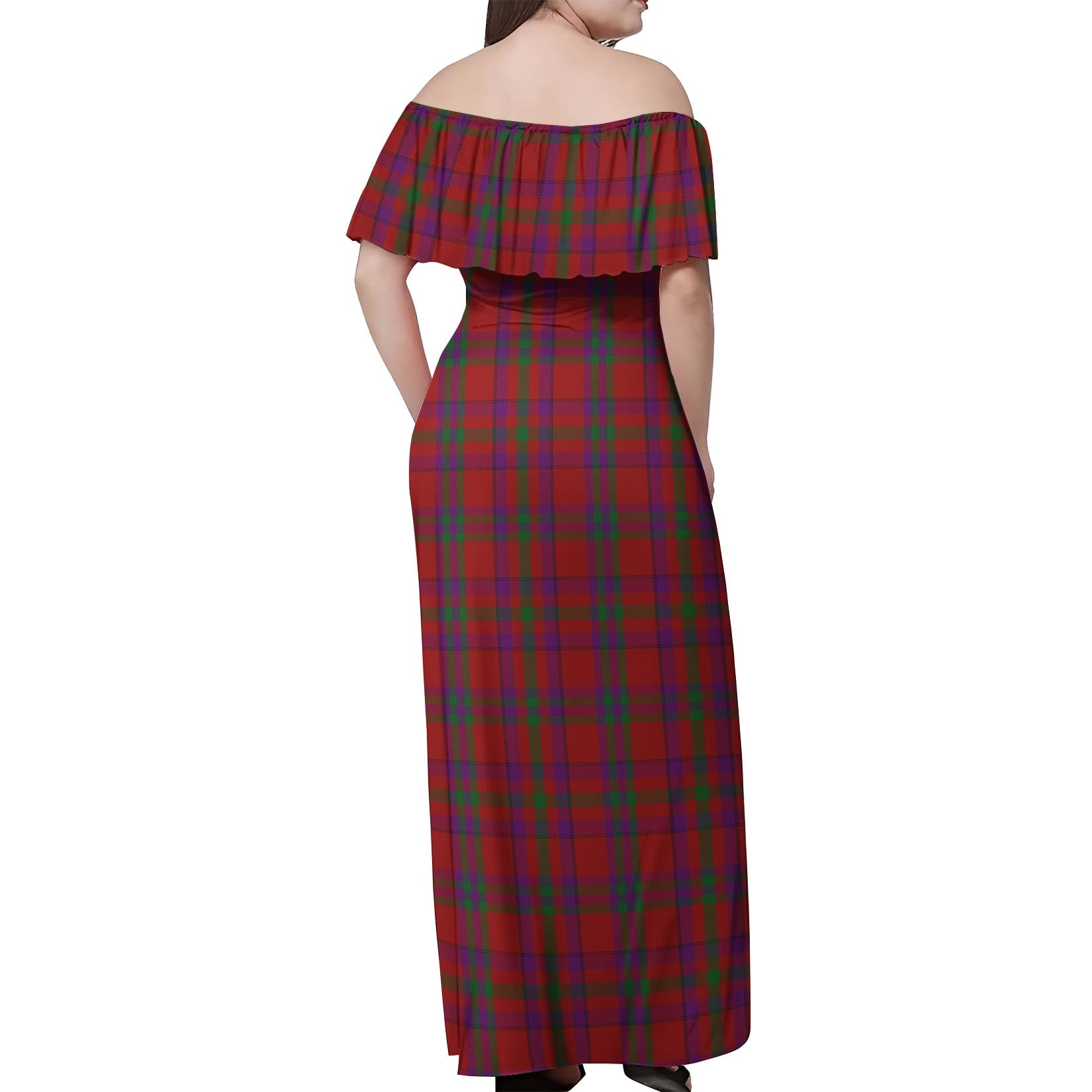 Fiddes Tartan Off Shoulder Long Dress - Tartan Vibes Clothing